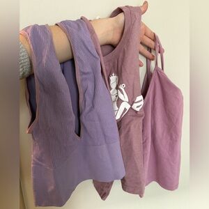 Purple and Pink Cropped Tank Tops